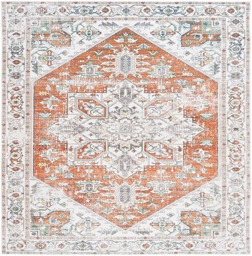 Vista 9 de SAFAVIEH Alfombra lavable Arizona Collection – 3 x 5 pies, marfil y al óxido, antideslizante y fácil de limpiar, ideal para sala de estar, entrada
