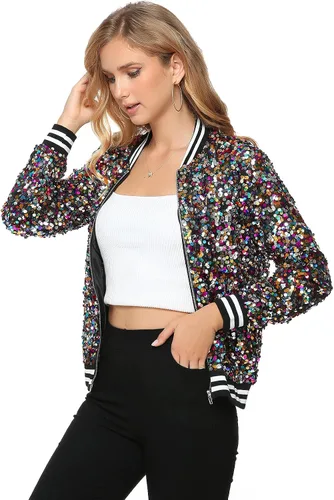 Vista 3 de Chaqueta bomber de manga larga con cremallera frontal y puños acanalados para mujer