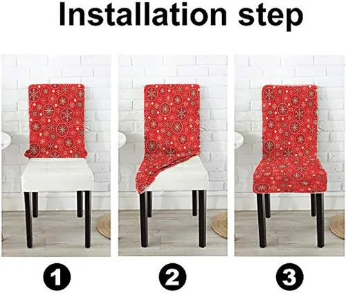 Vista 4 de CAPSCEOLL Christmas Dining Chair Covers,Snowflakes Festive Winter Pattern Stretch Chair Covers for Dining Room Set of 2 Washable Spandex Parson