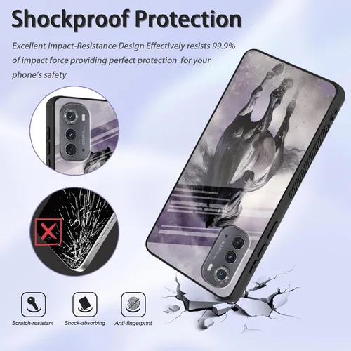 Vista 294 de Funda para Motorola Moto Edge 2022, cubierta trasera de vidrio templado con protector de pantalla, funda protectora a prueba de golpes para Motorola