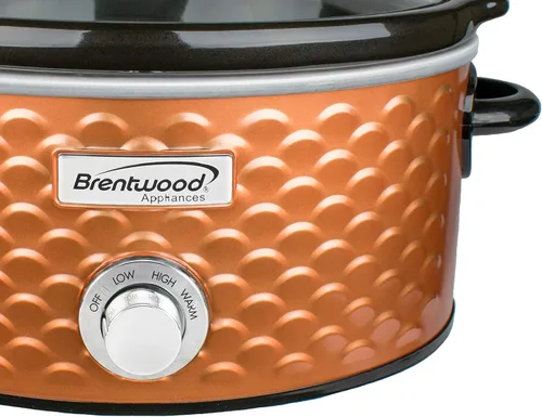 Vista 5 de Brentwood SC-140C - Olla de cocción lenta de 4.5 cuartos de galón, cobre, 3 ajustes de calor (bajo, alto, cálido), olla de cerámica, tapa de vidrio