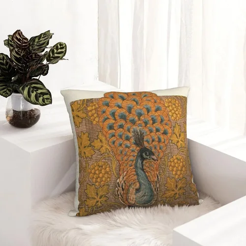 Vista 2 de William Peacock Exhibition Poster 22 fundas de almohada Morris de 18 x 18 pulgadas, almohada estética para dormitorio, funda de almohada decorativa