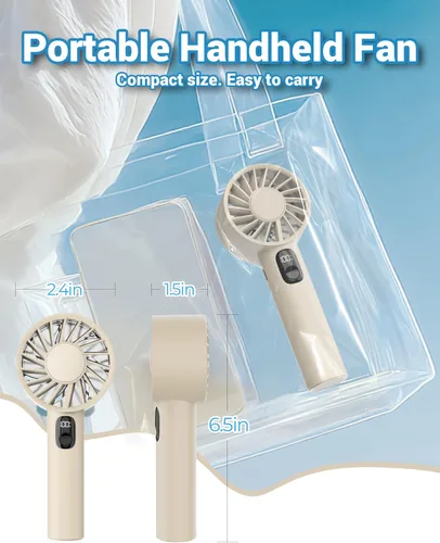 Vista 7 de FrSara Mini ventilador portátil de mano, pequeño ventilador personal recargable, artículos esenciales de viaje de verano con 6 velocidades, 3000