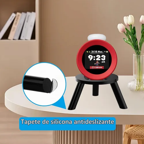 Vista 6 de Soporte de altavoz de escritorio para Echo Spot 2024, Echo Dot, Echo Glow, HomePod mini y Sonos Era 100, alarma de reloj de sonido Nintendo, soporte