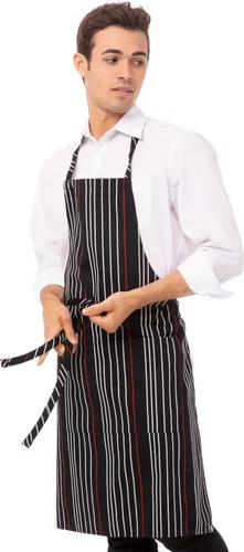 Vista 2 de Chef Works Delantal con babero a rayas unisex