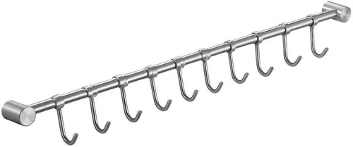Vista 6 de Estante organizador de utensilios de cocina de acero inoxidable de 16.5 pulgadas con ganchos móviles para cacerola, cuchara, toalla