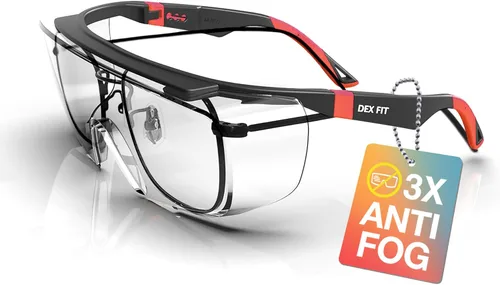Vista 12 de DEX FIT Safety Glasses SG210 Series - Anti-Fog & Scratch Resistant Z87.1 Certified, Adjustable Temples Azul