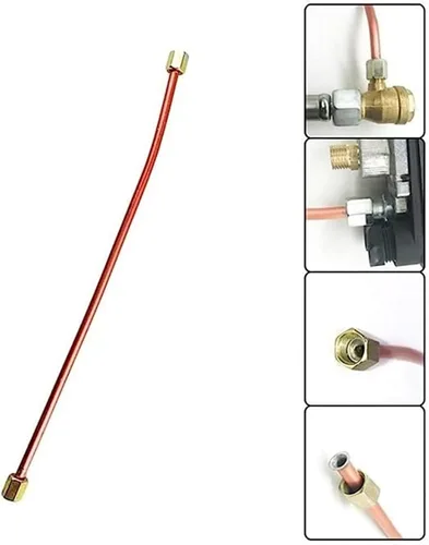 Vista 3 de Tubo de escape de compresor de aire de 1.77 pulgadas de repuesto para bomba de aceite, longitud flexible y resistente para reparación de accesorios