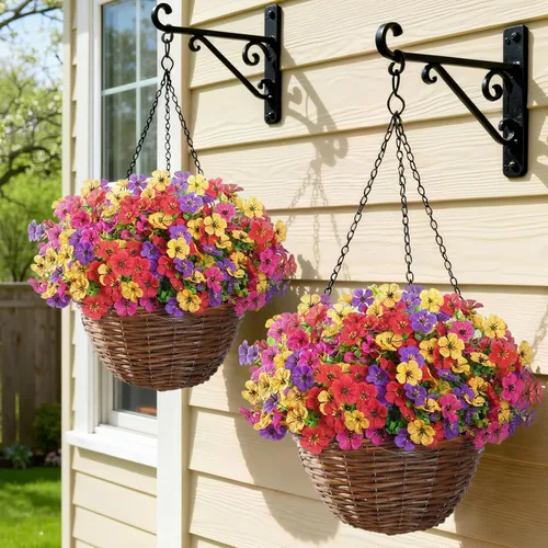 Vista 5 de Lifewit Flores artificiales para exteriores, 24 paquetes de flores falsas de plástico para decoración del jardín del hogar, plantas sintéticas