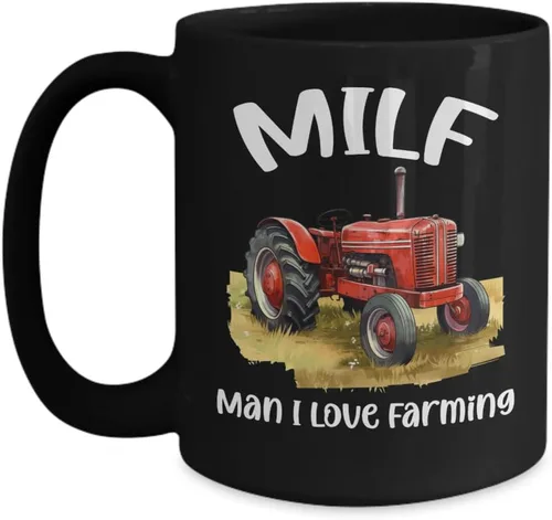Vista 3 de Milf Cup Man I Love Farming Farmer Mug Black, Gifts For Farm Women Sexy Idea For Wife, Farm Mom Life Tractor Mug Country Girl Girlfriend Anniversary
