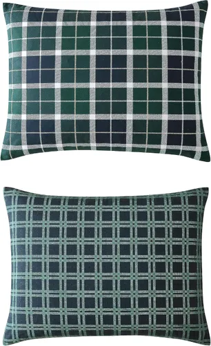 Vista 3 de Nautica - Juego de funda de edredón tamaño Queen, ropa de cama de microfibra suave reversible con fundas a juego, decoración del hogar a cuadros