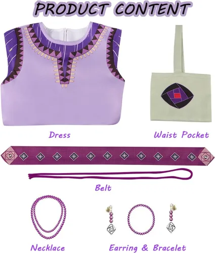 Vista 2 de Wish Asha - Disfraz de princesa para niñas, trajes de cosplay con accesorios para fiestas de Navidad