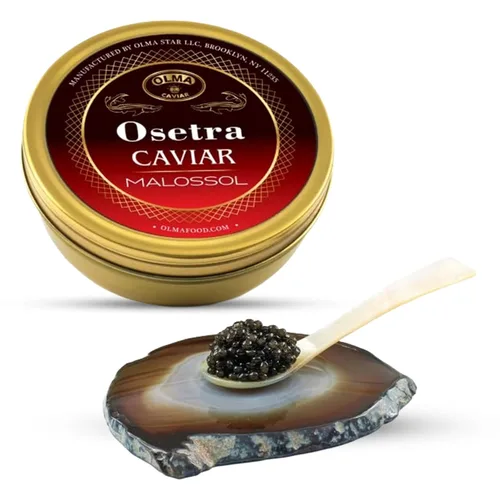 Vista 9 de Envío nocturno Olma Osetra Black Caviar, 1 oz/28g, grado superior Caviar Osetra Malossol premium con sabor rico y refinado; ideal para blinis