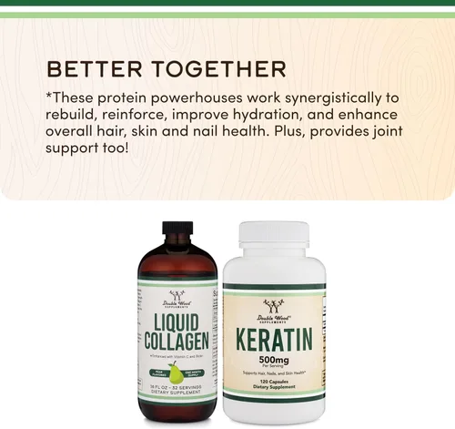 Vista 5 de Double Wood Supplements Colágeno Líquido Premium - 2500mg de Colágeno Bovino Hidrolizado (Tipo 1, 3 y de Ganado Alimentado con Pasto) - 32 Porciones