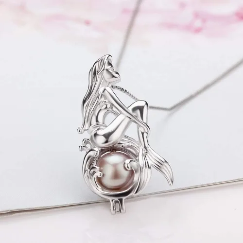Vista 4 de Colgantes de jaula de sirena encantada de plata esterlina para mujer