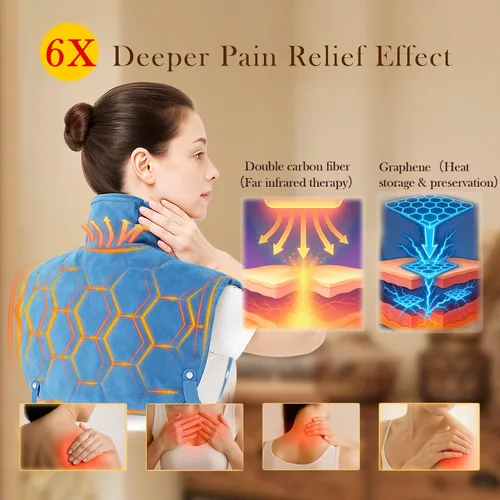 Vista 2 de Nalax Almohadilla de calentamiento rápido de 30 segundos para cuello, hombros y espalda, alivio del dolor infrarrojo lejano 6 veces más profundo, 8