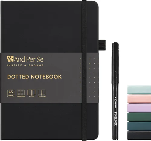 Vista 48 de &And Per Se Juego de diario y bolígrafo forrados (3 paquetes), cuaderno de tapa dura de cuero A5 con bolígrafo y juego de papelería, 160 páginas