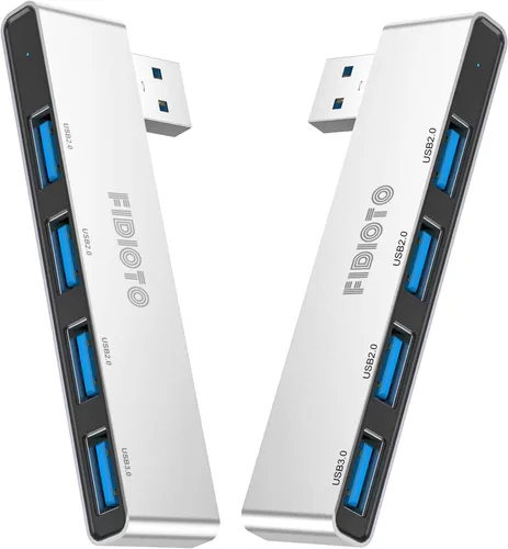 Vista 19 de Paquete de 2 Concentradores USB, Fidioto Concentrador USB de 4 Puertos (1 * Hub 3.0, 3 * Hub 2.0), Concentradores de Red para Laptop, iMac Pro