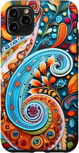 Vista 13 de Vivid Blue and Orange Paisley Floral Art Case for iPhone 17