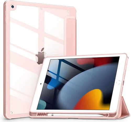 Vista 22 de VIKESI - Funda para iPad de 9ª / 8ª / 7ª generación de 10.2 pulgadas (lanzada en 2021/2020/2019), parte trasera transparente, cubierta de marco