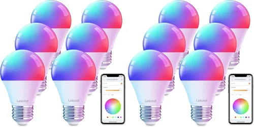 Vista 14 de Linkind Bombillas inteligentes WiFi, bombilla de luz Alexa que funciona con Alexa, Google Home, bombilla RGBTW de cambio de color de 16 millones