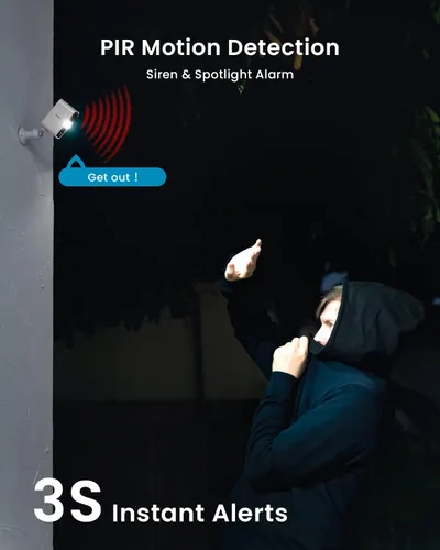 Vista 5 de ieGeek Cámaras de seguridad solares inalámbricas para exteriores con panel solar, cámara inalámbrica WiFi 2K para seguridad en el hogar con visión