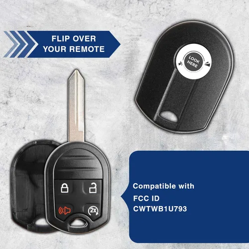 Vista 6 de KeylessOption Llaves de encendido sin cortar remoto sin cortar para F-150 F-250 Explorer Edge