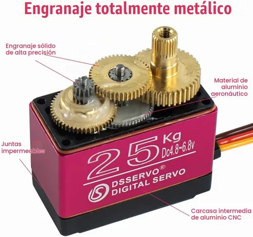 Vista 3 de Servomotor de dirección resistente al agua de 55.1 lbs de alto par a control remoto de engranaje de metal completo compatible con 1/6, 1/8, 1/10