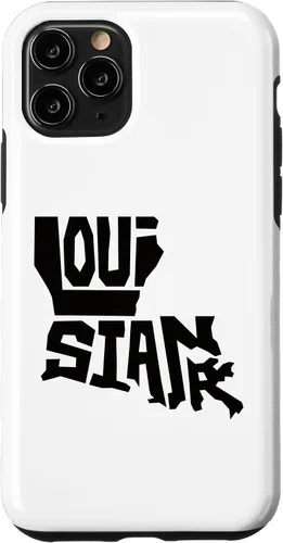 Vista 10 de iPhone 15 Patriotic Home State Map of Louisiana Text Art Shape Design Case