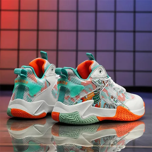 Vista 3 de SANEARDE Zapatos de baloncesto para niños, tenis de voleibol ligeros, cómodos, antideslizantes
