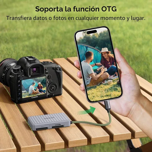 Vista 4 de UGREEN Lector de tarjetas SD USB C con soporte para tarjetas SD, adaptador de lector de tarjetas de memoria de alta velocidad con soporte de 4