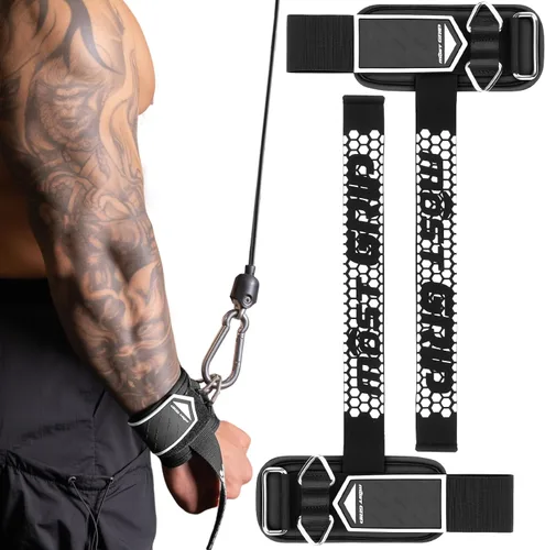 Vista 8 de Correas de muñeca antideslizantes con pegamento para levantamiento de pesas, correas de elevación 2 en 1 con anillos en D para entrenamiento