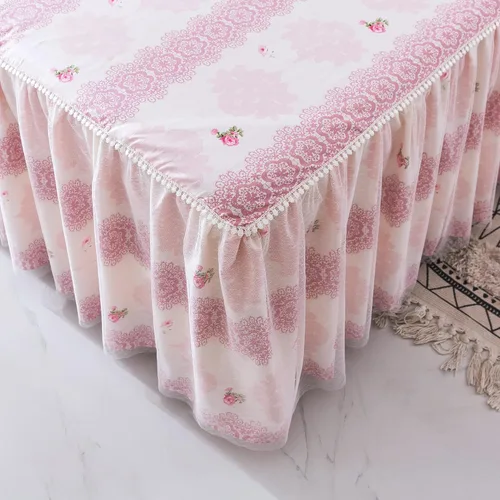 Vista 4 de FADFAY, Juego de ropa de cama romántica con estampado de flores, juego de cama rural rústico, funda de edredón con volantes de encaje de princesa