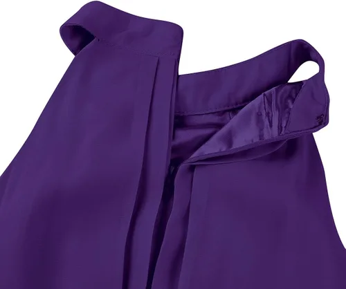 Vista 7 de Fldy Vestido formal de gasa sin mangas para mujer, vestido de fiesta de cóctel, vestido de dama de honor