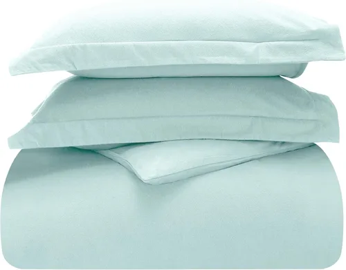 Vista 23 de Superior Juego de funda de edredón de franela de algodón, ropa de cama de algodón cepillado, cómodo y suave, juego de 2 piezas que incluye 1 funda