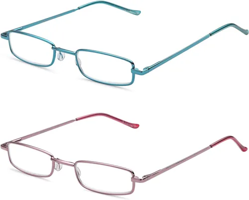 Vista 3 de DOUBLETAKE Gafas de lectura para mujer, 2 pares de lectores de bolsillo delgados con estuche