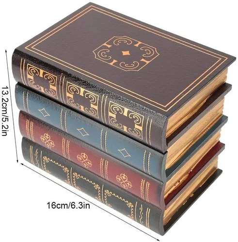 Vista 6 de Caja fuerte para libros, libro falso decorativo de estilo europeo, libros falsos decorativos ahuecados, caja con compartimento para almacenamiento