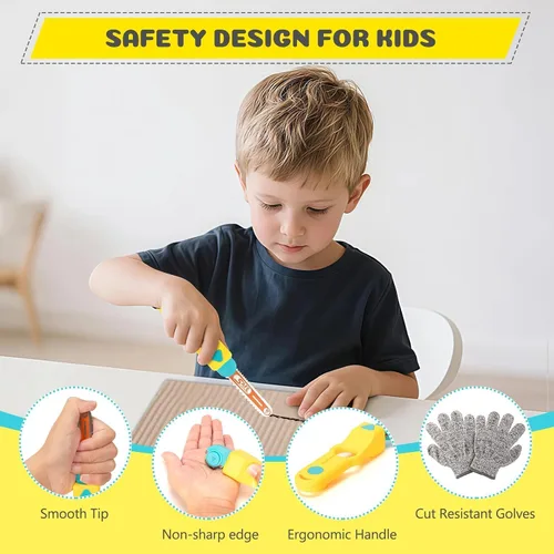 Vista 4 de Herramientas de cartón para niños, cortador seguro STEM Kit de construcción