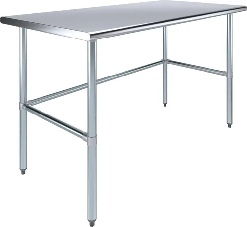 Vista 13 de Mesa de Trabajo de Acero Inoxidable con Base Abierta de 24" x 14" – Mesa Comercial Compacta Certificada NSF con Patas Galvanizadas para Cocinas