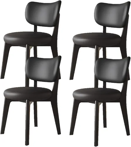 Vista 31 de Juego de sillas de comedor de madera de 1/2/4, sillas de cocina con respaldo curvo, silla de vestíbulo, silla de comedor tapizada, silla de comedor