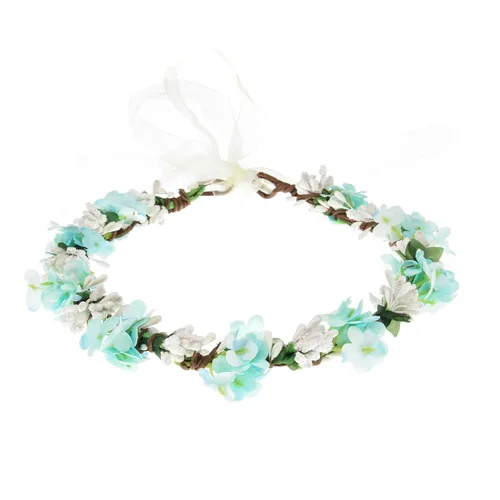 Vista 14 de Corona de flores suculentas, eucalipto, halo de boda, diadema floral, accesorio para fotos (B-blanco)