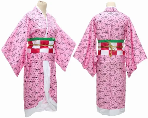 Vista 4 de PARAWEYSE Full Set Anime Cosplay Womens Halloween Costume For Nezukou Party Role Cloak Kimono Outfit WShoes Wig