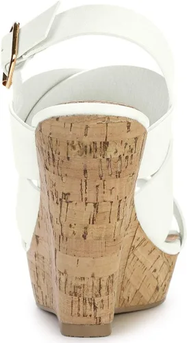 Vista 4 de Allegra K Sandalias de cuña con plataforma de madera para mujer