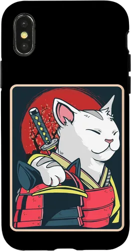 Vista 5 de Arte de gato japonés para iPhone 16 - Espada Katana - Anime Ninja Cat - Funda Catzilla