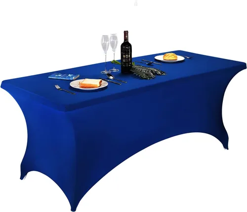 Vista 43 de LZY Cubierta de Mesa Elástica Ajustable de Spandex para Mesa Plegable de 6 pies, 4 pies o 8 pies, Mantel de Cóctel Rectangular, Perfecto para Champn
