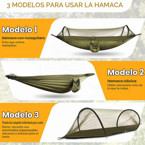 Vista 4 de Chihee - Hamaca ultraligera de camping para viajes, con red emergente, capacidad de carga de 299 kg, de nailon paracaídas transpirable y de secado