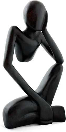 Vista 3 de G6 Collection Estatua abstracta de madera de 12 pulgadas hecha a mano para pensar, hombre pensante, arte moderno, decorativo, único, decoración