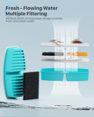 Vista 7 de Fuente de agua inalámbrica para gatos: fuente para mascotas de acero inoxidable operada por pilas, dispensador automático de agua inalámbrico