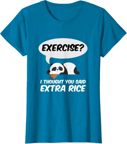 Vista 109 de ¿Ejercicio? I Thought You Said Extra Rice Panda Gift T-Shirt, Negro, S