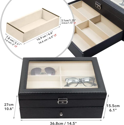 Vista 2 de Organizador grande de la caja de almacenamiento de la vitrina de gafas de sol de gafas